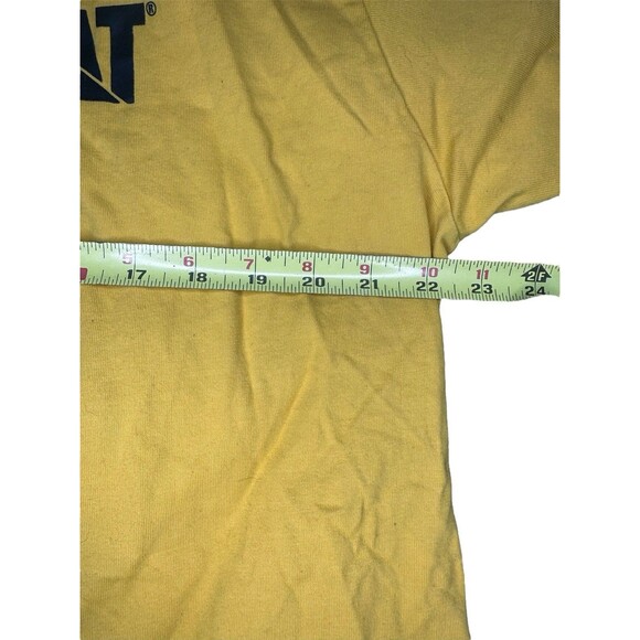 CAT Caterpillar Workwear T-Shirt Men’s XL Yellow Graphic Logo Tee Distressed - Picture 4 of 4